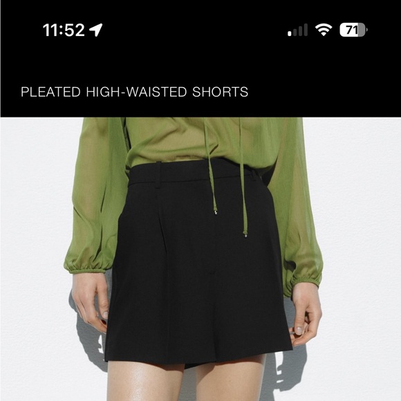 Zara Black Pleated High-Waisted Shorts - Picture 6 of 6